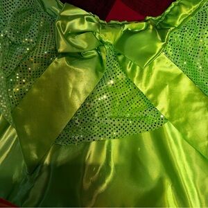 Green Satin Mini Skirt with Bow